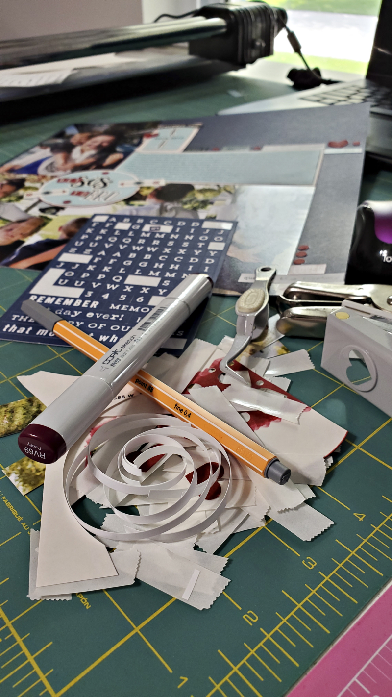 Messy scrapbook desk